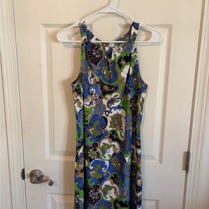 Jude Connally Blue and Green Paisley Maxi Dress